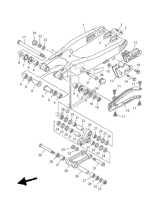 Toutes les pièces pour le Bras Arrière du Yamaha YZ 125 2008