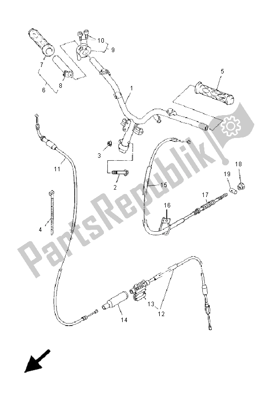 All parts for the Steering Handle & Cable of the Yamaha YN 50R Neos 2006