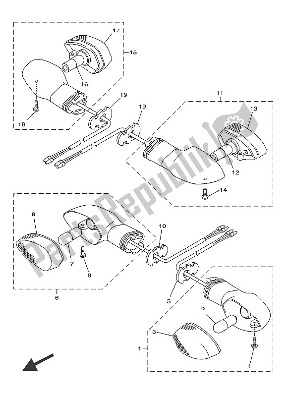 All parts for the Flasher Light of the Yamaha XJ6 FA 600 2016