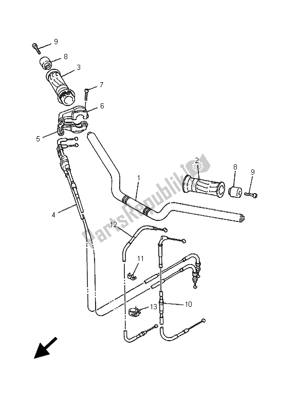 All parts for the Steering Handle & Cable of the Yamaha FZS 600 Fazer 2001