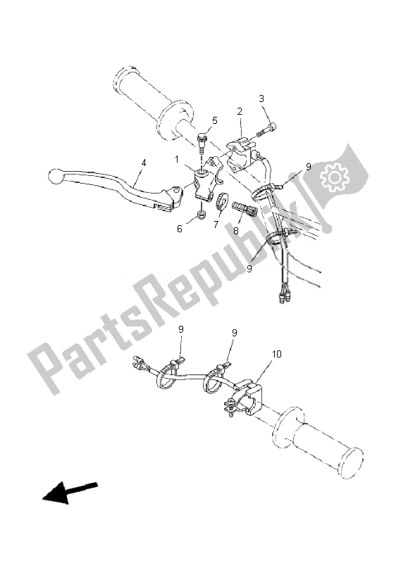 All parts for the Handle Switch & Lever of the Yamaha TT R 90E 2007