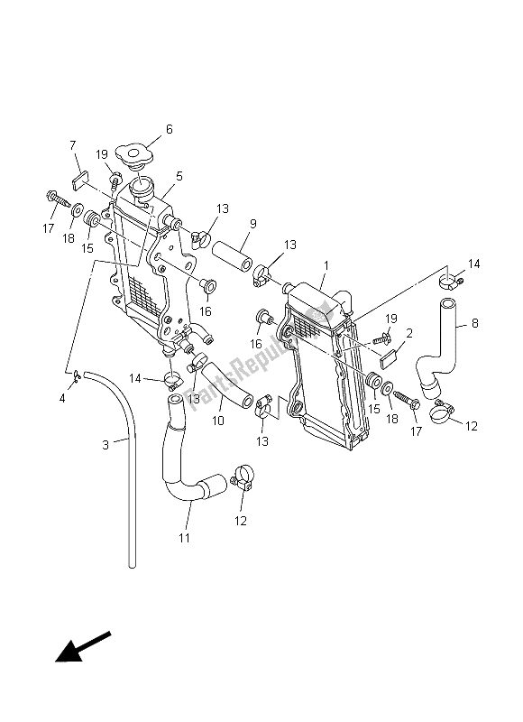 All parts for the Radiator & Hose of the Yamaha YZ 125 2015