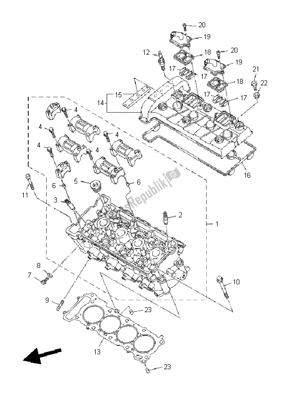 All parts for the Cylinder Head of the Yamaha XJ6 FA 600 2011