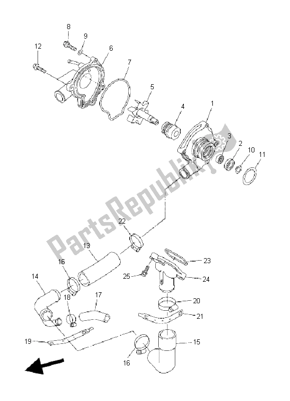 All parts for the Water Pump of the Yamaha FZ6 Nahg 600 2008
