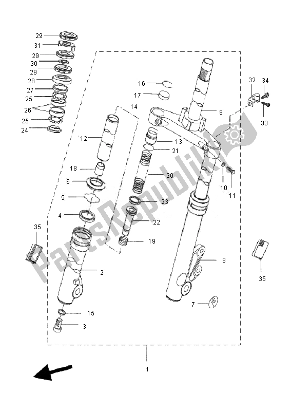 All parts for the Front Fork of the Yamaha CW 50L BWS 2010