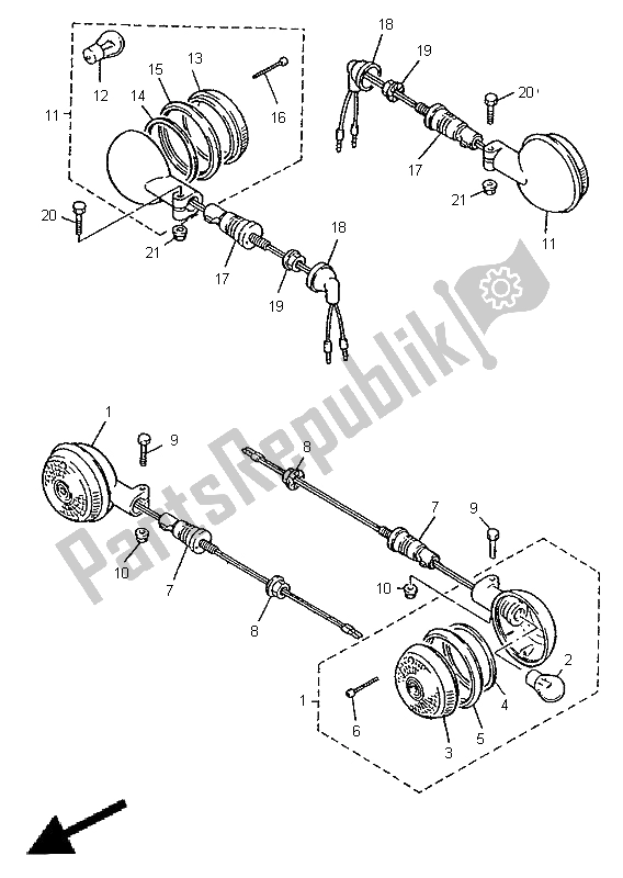 Toutes les pièces pour le Lumière Clignotante du Yamaha XV 535 S Virago 1997