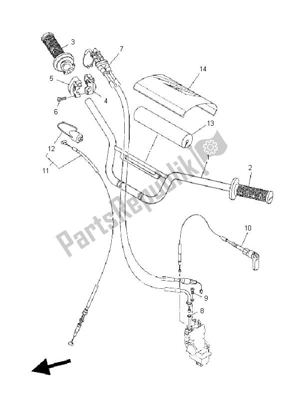 All parts for the Steering Handle & Cable of the Yamaha TT R 110E 2011