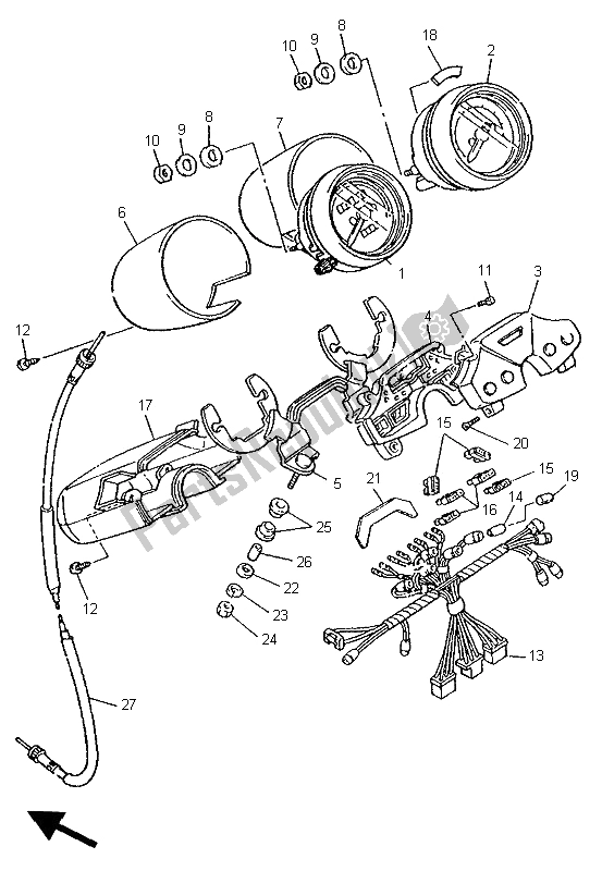 Toutes les pièces pour le Mètre du Yamaha XV 1100 Virago 1996