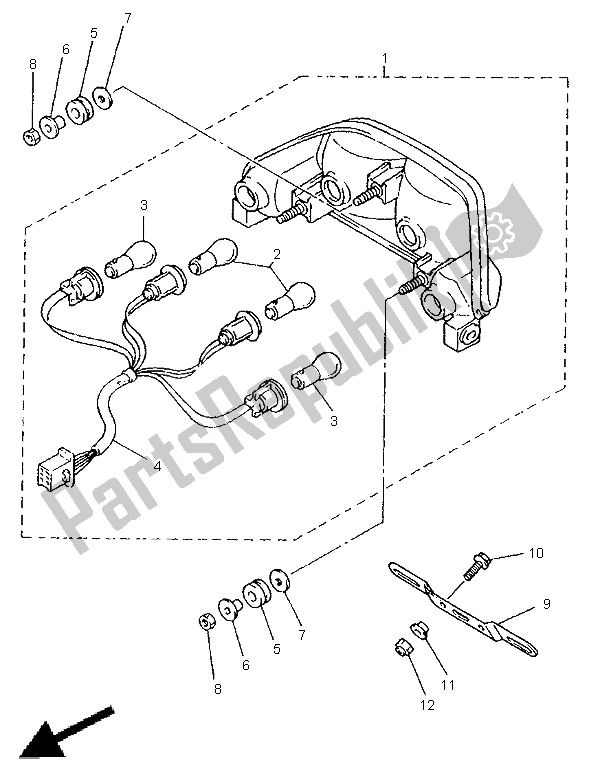 Toutes les pièces pour le Feu Arrière du Yamaha GTS 1000A 1998