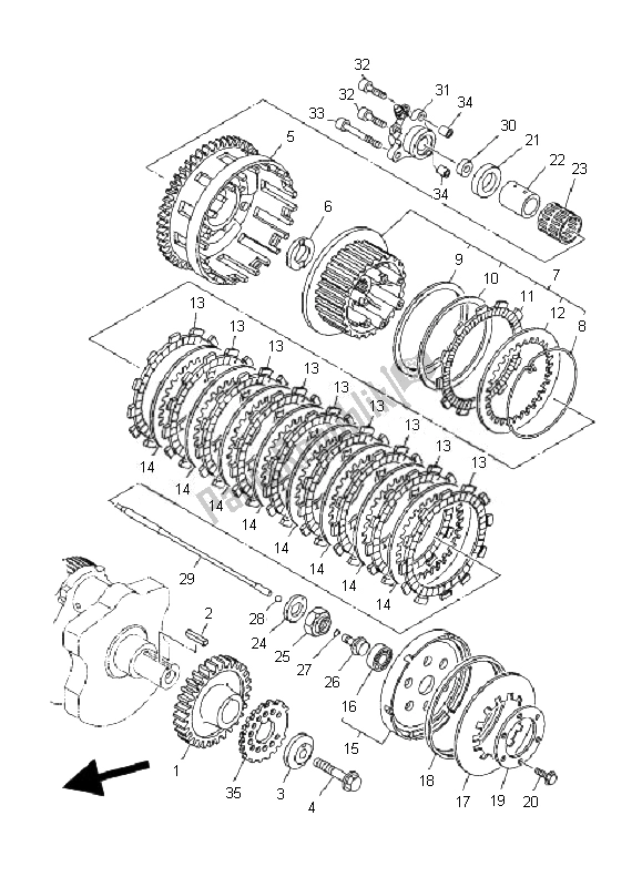 All parts for the Clutch of the Yamaha MT 01 1670 2007