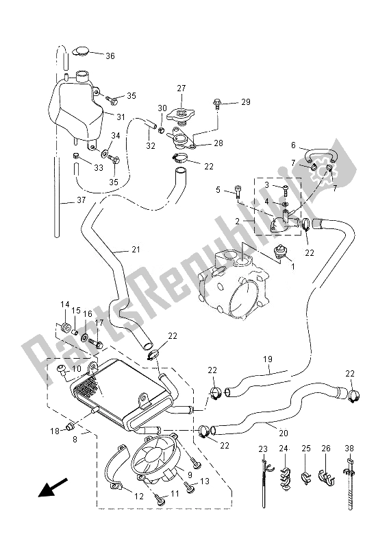 All parts for the Radiator & Hose of the Yamaha VP 250 2013