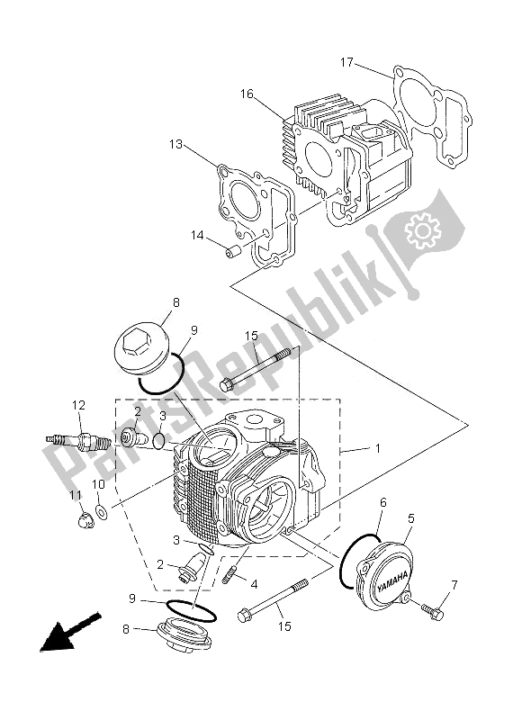 Todas as partes de Cabeça De Cilindro do Yamaha TT R 50E 2013