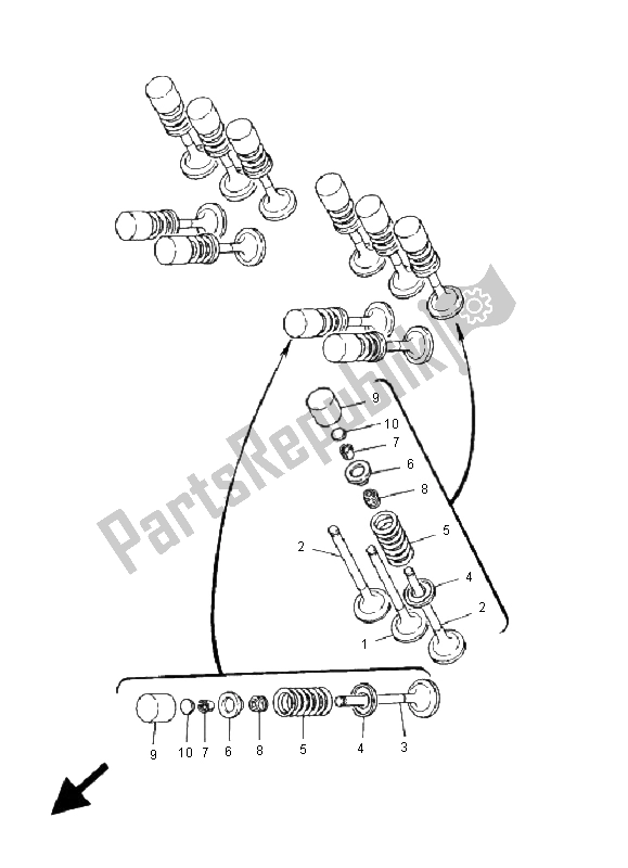 All parts for the Valve of the Yamaha TDM 850 2001