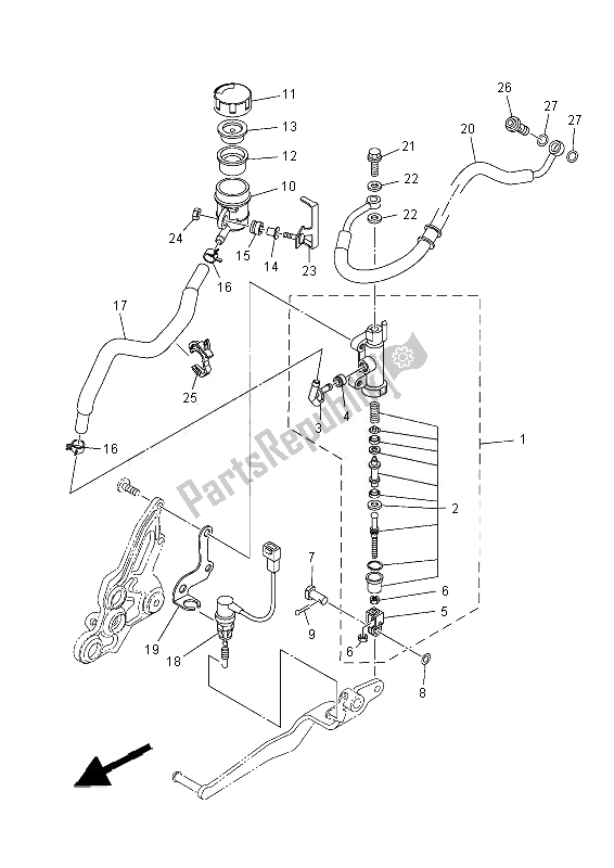 All parts for the Rear Master Cylinder of the Yamaha MT 07 700 2014