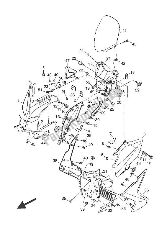 All parts for the Windshield of the Yamaha YP 125R 2016