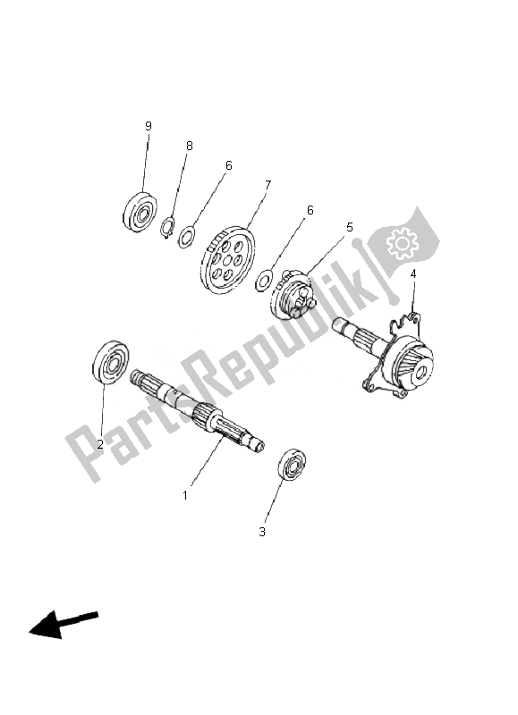 All parts for the Transmission of the Yamaha YFM 50R 2007