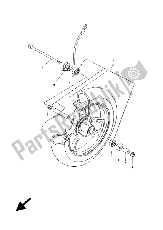 All parts for the Front Wheel of the Yamaha YN 50R Neos 2006