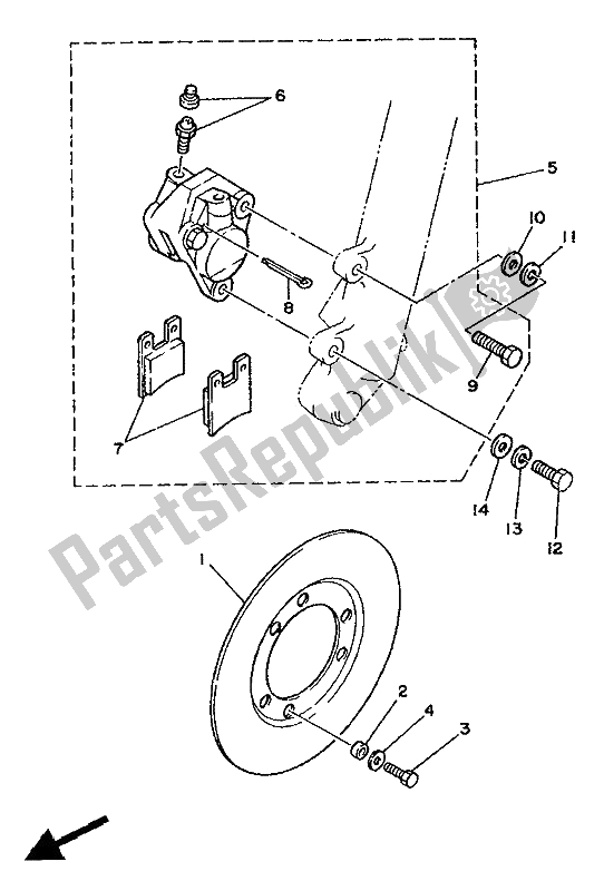 Todas las partes para Pinza De Freno Delantero de Yamaha TY 250Z 1994