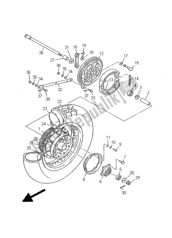 Toutes les pièces pour le Roue Arrière du Yamaha XV 535 Virago 2000