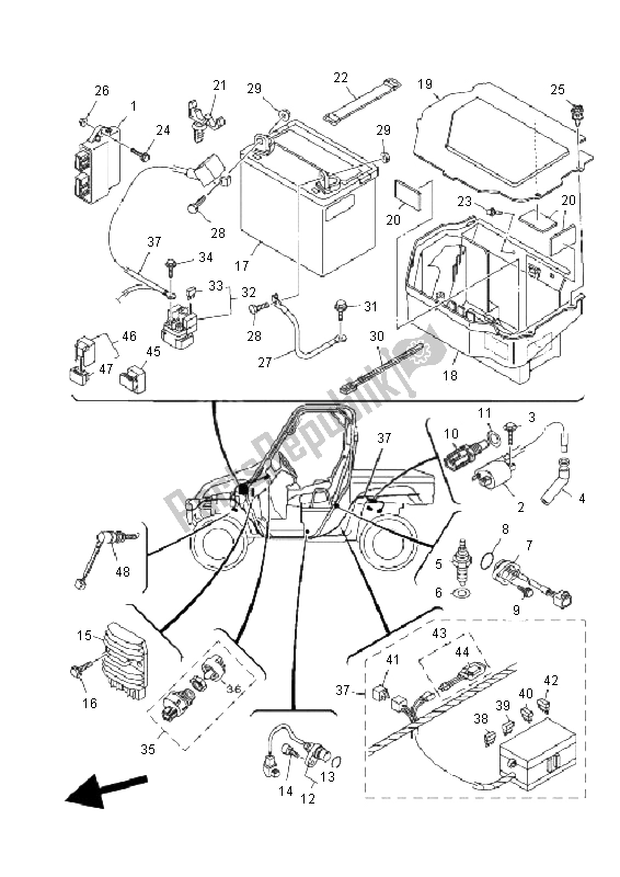 All parts for the Electrical 1 of the Yamaha YXR 700F Rhino 2011