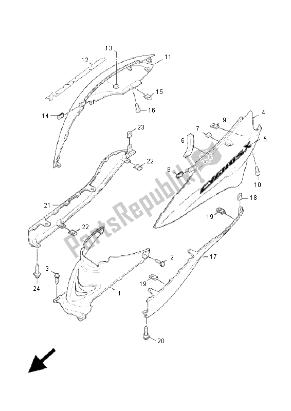 Todas las partes para Cubierta Lateral de Yamaha XC 125 Cygnus X 2006