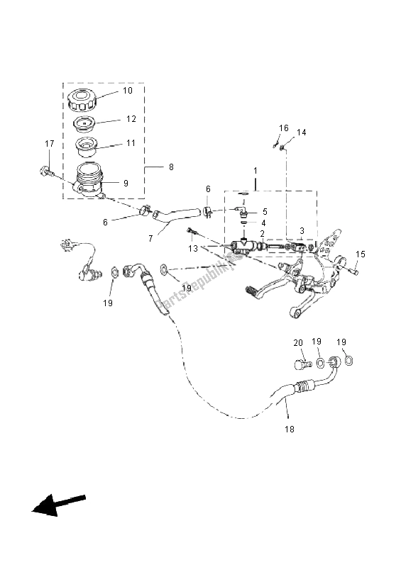 Tutte le parti per il Pompa Freno Posteriore del Yamaha YZF R 125 2011