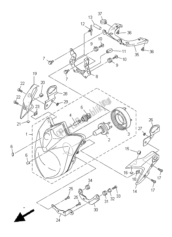 Alle onderdelen voor de Koplamp van de Yamaha XJ 6N 600 2014