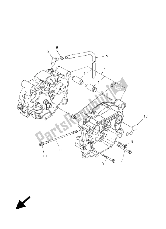 All parts for the Crankcase of the Yamaha TT R 90 2005