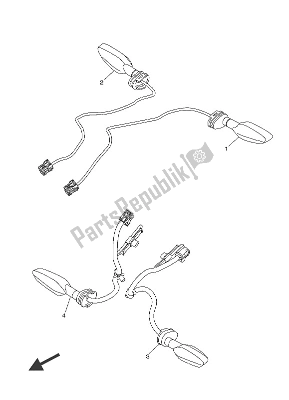 All parts for the Flasher Light of the Yamaha MT 10 1000 2016