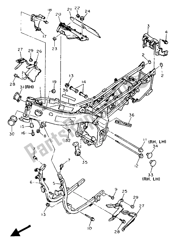 Toutes les pièces pour le Cadre du Yamaha FZR 600 Genesis 1990