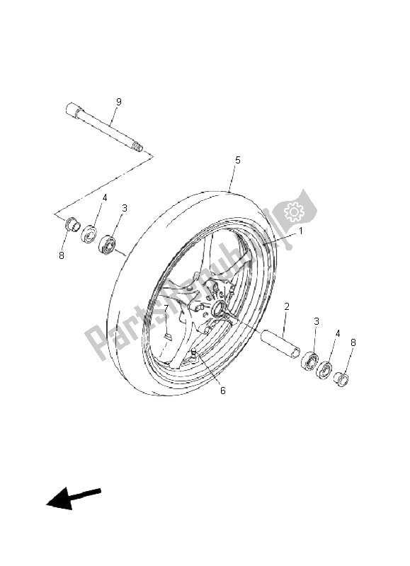 Toutes les pièces pour le Roue Avant du Yamaha FZ6 SS Fazer 600 2006