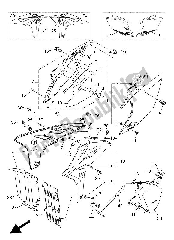 Todas las partes para Cubierta Lateral de Yamaha WR 450F 2013