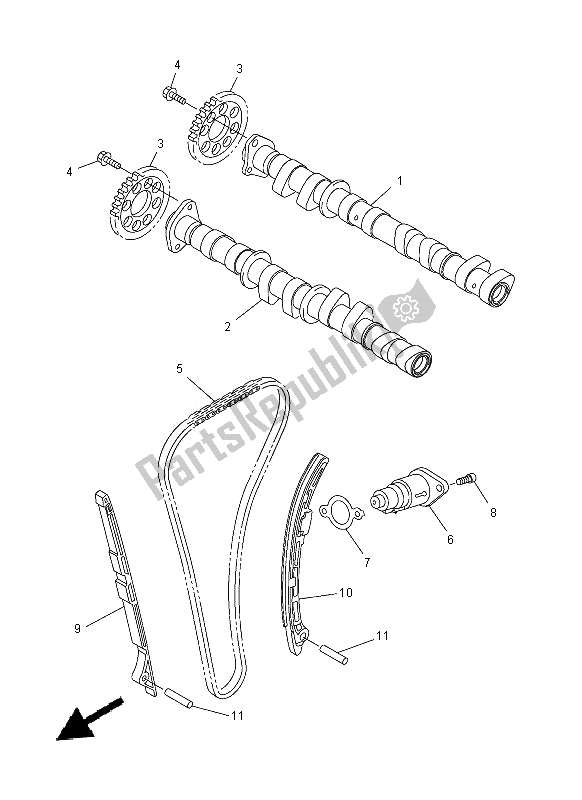 Alle onderdelen voor de Nokkenas En Zuiger van de Yamaha FZ8 NA 800 2014