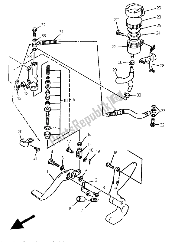 Toutes les pièces pour le Maître-cylindre Arrière du Yamaha TRX 850 1996