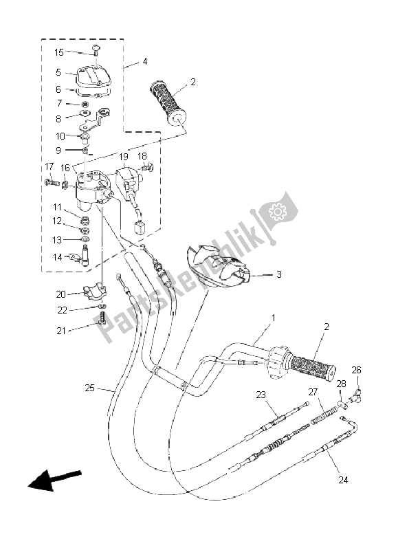 Todas las partes para Manija De Dirección Y Cable de Yamaha YFM 350 FA Bruin 2X4 2004