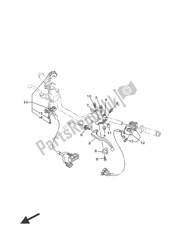 All parts for the Handle Switch & Lever of the Yamaha MT 09 900 2016