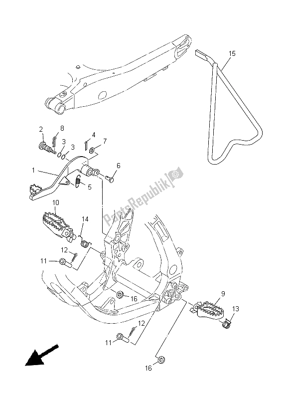 All parts for the Stand & Footrest of the Yamaha YZ 125 2014