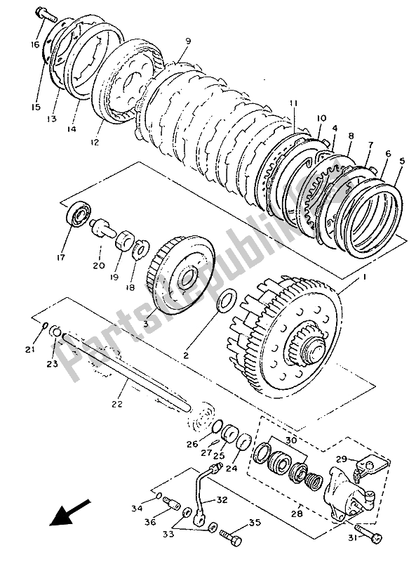 All parts for the Clutch of the Yamaha V MAX 12 1200 1993