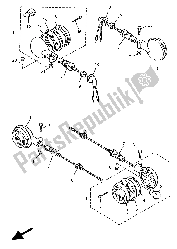 Todas as partes de Luz Intermitente do Yamaha XV 125 S 1999