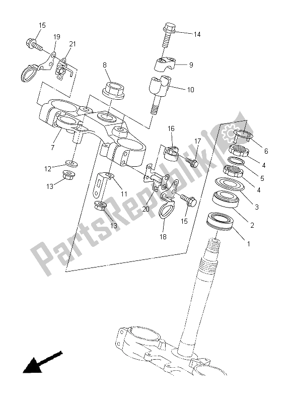 All parts for the Steering of the Yamaha WR 250X 2012