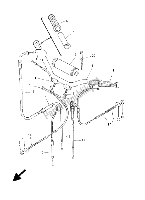 All parts for the Steering Handle & Cable of the Yamaha PW 50 2001