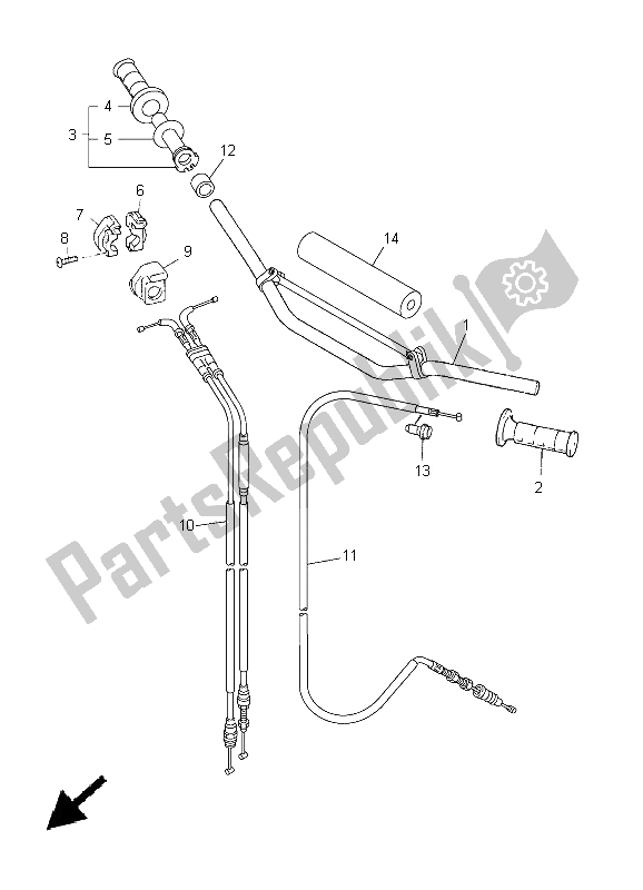 All parts for the Steering Handle & Cable of the Yamaha YZ 450F 2005