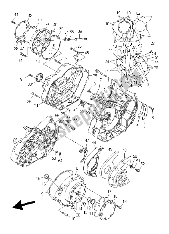 All parts for the Crankcase Cover 1 of the Yamaha XVS 1300A 2011