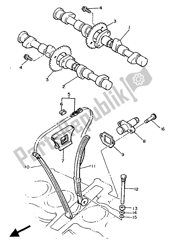 Toutes les pièces pour le Arbre à Cames Et Chaîne du Yamaha XJ 900 1986