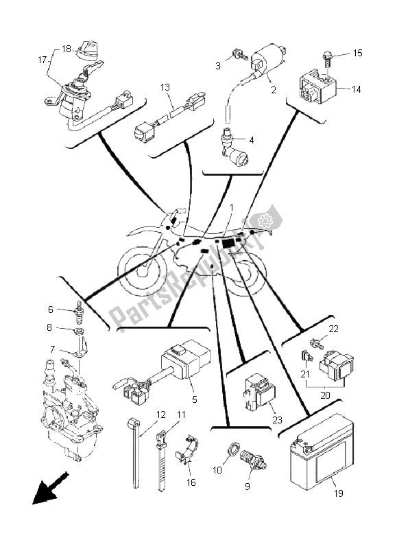 Tutte le parti per il Elettrico 1 del Yamaha TT R 90E 2005