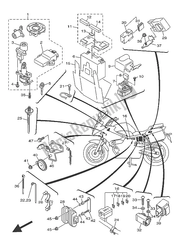 All parts for the Electrical 2 of the Yamaha AJS6 SAP 2016