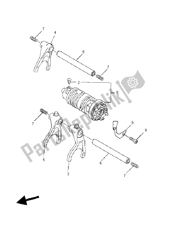 Wszystkie części do Krzywka Zmiany Biegów I Widelec Yamaha FZ6 SS Fazer 600 2006