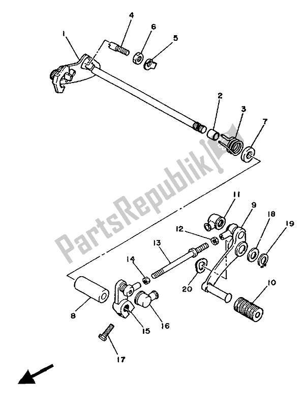 All parts for the Shift Shaft of the Yamaha RD 350 LC 1986