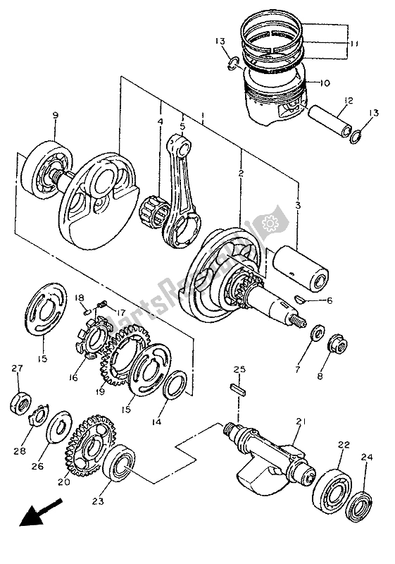 All parts for the Crankshaft & Piston of the Yamaha XT 600K 1994
