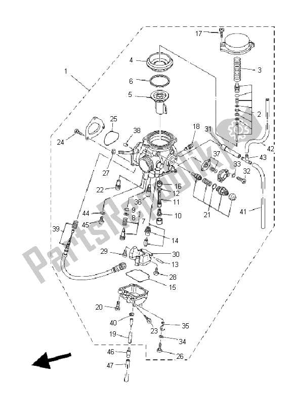 Tutte le parti per il Carburatore del Yamaha YFM 250 Bruin 2005